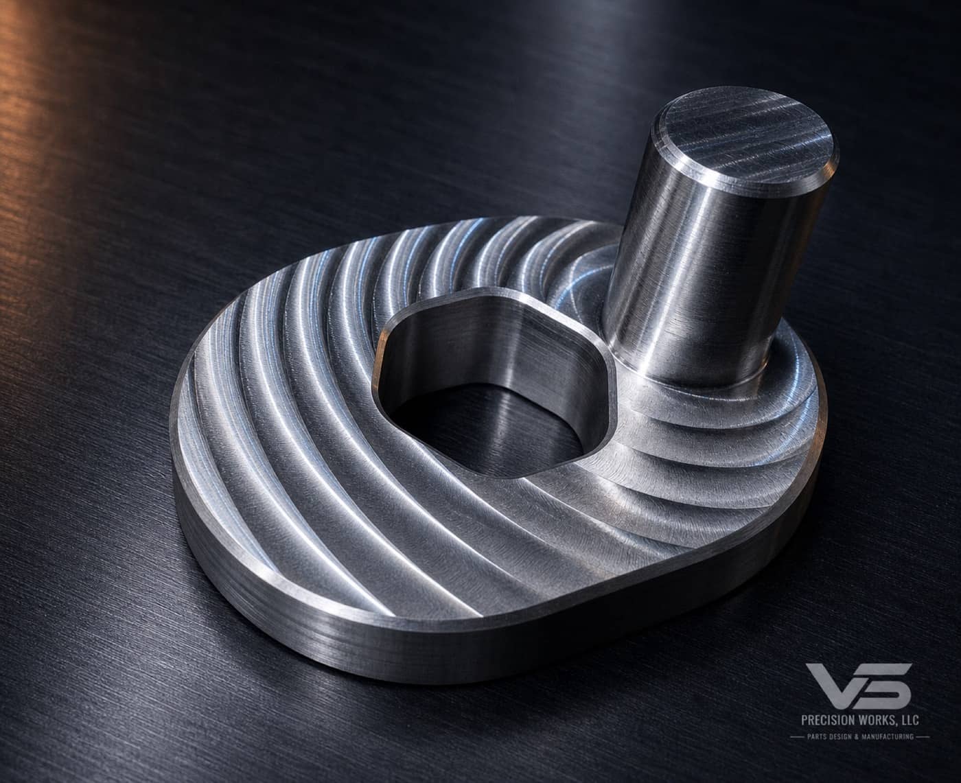 Contoured hardened-material cam with pocket and upright post