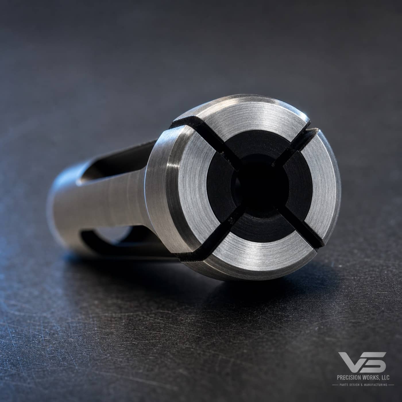 Machined slotted collet, end view